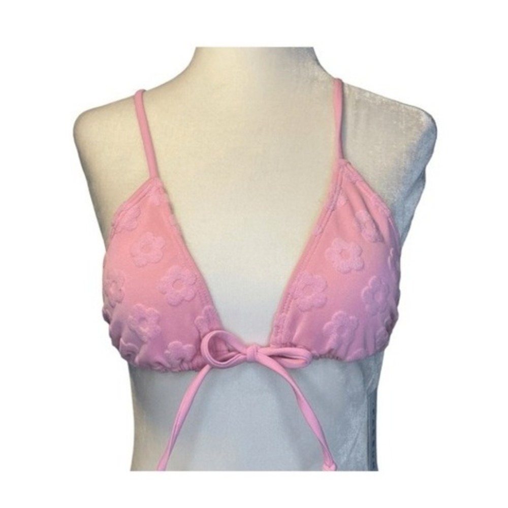 PacSun Pink Daisy Terry Bondi Eco Triangle‎ Bikini Top Swimsuit S